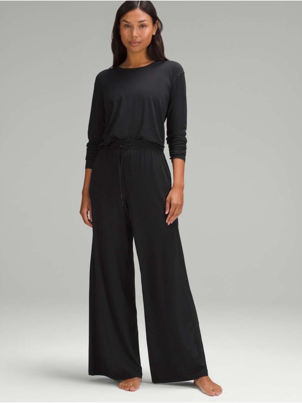 Lululemon Modal Wide-Leg High rise Drawstring Lounge Pants - Black size 4